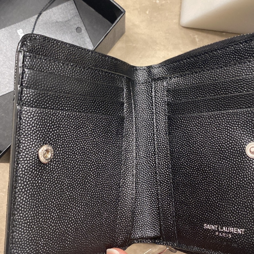 Saint Laurent Black Wallet with Silver Logo - Picture 4 of 7